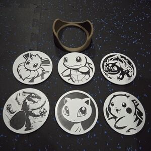 Set of 6 Pokémon Coasters with Holder